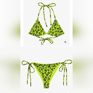 Neon Skull Print Bikini Set